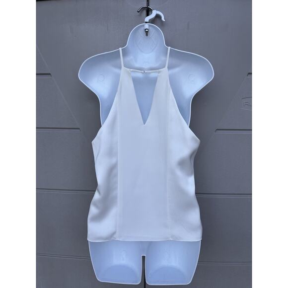 Parker Sutter Tank Satin Mixed Media Halter Cropped Party Top Sz M In Ivory - Picture 2 of 8